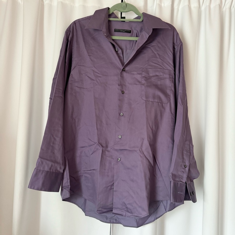 Men's Geoffrey Beene Purple Fitted Dress Shirt Size Large